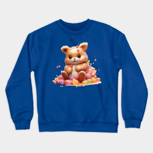 A cute teddy bear on a Pile of Candy Crewneck Sweatshirt